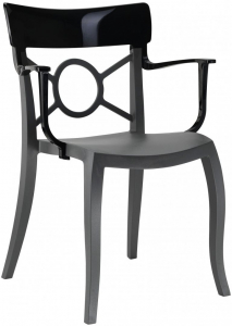 Кресло пластиковое PAPATYA Opera-K стеклопластик, поликарбонат антрацит, черный Фото 1