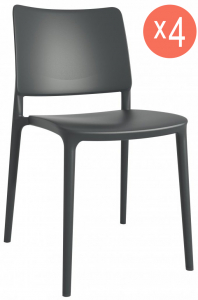 Комплект пластиковых стульев PAPATYA Joy-S Set 4 стеклопластик антрацит Фото 1