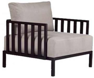 Кресло с подушками PAPATYA Slim Stripe сталь, алюминий, батилин антрацит, светло-серый Фото 1
