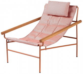 Кресло лаунж металлическое с подушкой Scab Design Dress Code Glam Outdoor сталь, ироко, ткань sunbrella терракотовый, розовый Фото 1