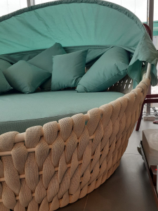 Лаунж-диван плетеный Tagliamento Samui алюминий, роуп, ткань бежевый, белый, бирюзовый Фото 4