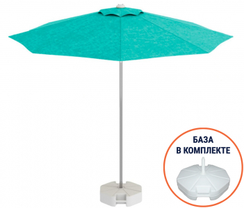Зонт пляжный с базой на колесах THEUMBRELA SEMSIYE EVI Kiwi Clips&Base алюминий, олефин серебристый, бирюзовый Фото 1