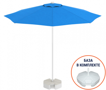 Зонт пляжный с базой на колесах THEUMBRELA SEMSIYE EVI Kiwi Clips&Base алюминий, олефин белый, голубой Фото 1
