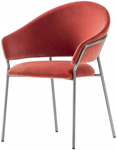 Кресло с обивкой PEDRALI Jazz сталь, ткань титановый, красный Фото 1