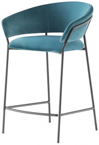 Кресло полубарное с обивкой PEDRALI Jazz сталь, ткань черный, синий Фото 1