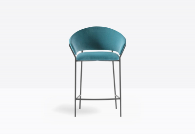 Кресло полубарное с обивкой PEDRALI Jazz сталь, ткань черный, синий Фото 5