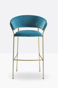 Кресло барное с обивкой PEDRALI Jazz сталь, ткань античная латунь, синий Фото 5