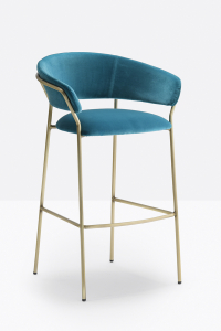 Кресло барное с обивкой PEDRALI Jazz сталь, ткань античная латунь, синий Фото 6