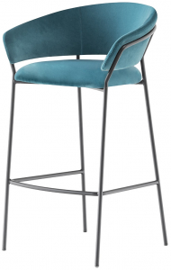 Кресло барное с обивкой PEDRALI Jazz сталь, ткань черный, синий Фото 1