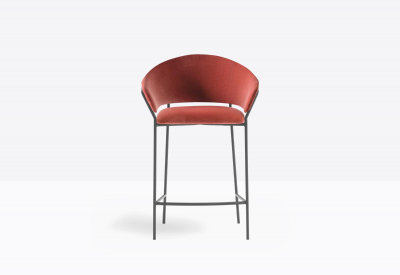 Кресло полубарное с обивкой PEDRALI Jazz сталь, ткань черный, красный Фото 5