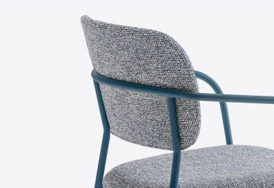 Кресло с обивкой PEDRALI Jazz сталь, ткань синий, бело-голубой Фото 5