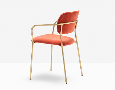 Кресло с обивкой PEDRALI Jazz сталь, ткань античная латунь, красный Фото 7