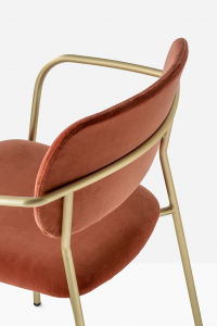 Кресло с обивкой PEDRALI Jazz сталь, ткань античная латунь, красный Фото 8