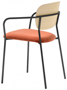 Кресло с обивкой PEDRALI Jazz сталь, фанера, шпон, ткань черный, беленый ясень, красный Фото 1