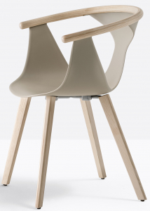 Кресло пластиковое PEDRALI Fox сталь, ясень, стеклопластик беленый ясень, песочный Фото 4