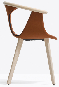 Кресло деревянное с обивкой PEDRALI Fox ясень, ткань беленый ясень, коричневый Фото 6
