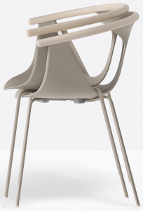Кресло пластиковое PEDRALI Fox ясень, сталь, стеклопластик беленый ясень, песочный Фото 4