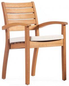 Кресло деревянное с подушкой WArt Stock ироко, ткань Etisilk натуральный, зеленый Фото 1
