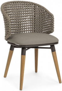 Кресло плетеное с подушкой Garden Relax Ninfa алюминий, тик, роуп, sunbrella Фото 1