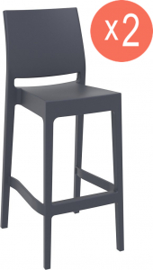 Комплект пластиковых барных стульев Siesta Contract Maya Bar 75 Set 2 стеклопластик темно-серый Фото 1