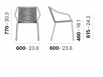 Кресло металлическое плетеное PEDRALI Philía сталь, роуп темно-зеленый, медовый Фото 2