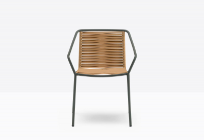 Кресло металлическое плетеное PEDRALI Philía сталь, роуп темно-зеленый, медовый Фото 6