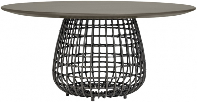 Стол плетеный обеденный JANUS et Cie Vino алюминий, искусственный ротанг, керамика лавовый, мокко Фото 1