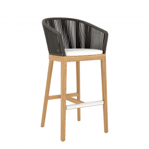 Кресло барное деревянное плетеное JANUS et Cie Heron тик, алюминий, роуп натуральный, ореховый Фото 8