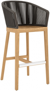 Кресло барное деревянное плетеное JANUS et Cie Heron тик, алюминий, роуп натуральный, ореховый Фото 1