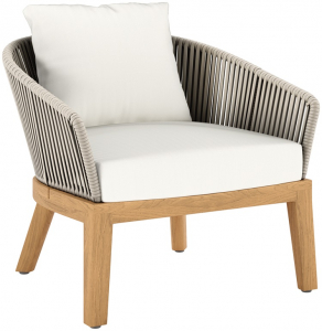 Кресло плетеное с подушками JANUS et Cie Heron тик, алюминий, роуп, акрил натуральный, песочный Фото 1