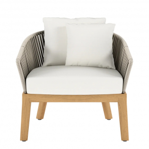 Кресло плетеное с подушками JANUS et Cie Heron тик, алюминий, роуп, акрил натуральный, песочный Фото 6