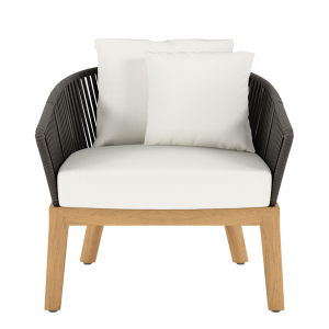 Кресло плетеное с подушками JANUS et Cie Heron тик, алюминий, роуп, акрил натуральный, ореховый Фото 3