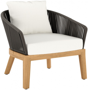 Кресло плетеное с подушками JANUS et Cie Heron тик, алюминий, роуп, акрил натуральный, ореховый Фото 1