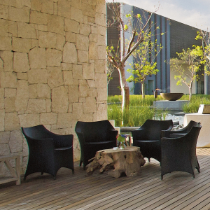 Кресло лаунж плетеное JANUS et Cie Amari алюминий, искусственный ротанг известняковый Фото 9