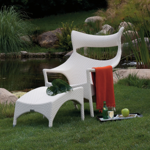 Кресло лаунж плетеное JANUS et Cie Amari алюминий, искусственный ротанг известняковый Фото 7