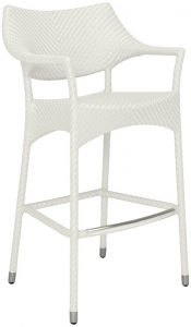 Кресло барное плетеное JANUS et Cie Amari алюминий, искусственный ротанг известняковый Фото 1