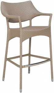 Кресло барное плетеное JANUS et Cie Amari алюминий, искусственный ротанг палладиевый саржевый Фото 1