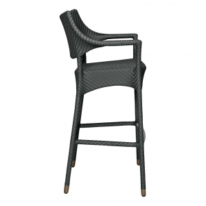 Кресло барное плетеное JANUS et Cie Amari алюминий, искусственный ротанг лавовый Фото 3