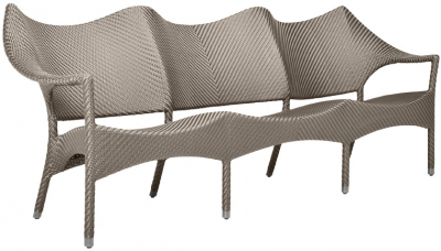 Диван трехместный плетеный JANUS et Cie Amari алюминий, искусственный ротанг палладиевый саржевый Фото 1