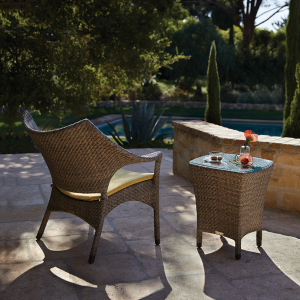 Столик плетеный кофейный JANUS et Cie Amari алюминий, искусственный ротанг известняковый Фото 6