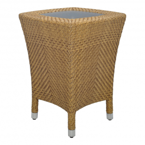 Столик плетеный кофейный со стеклом JANUS et Cie Amari алюминий, искусственный ротанг, шлифованное стекло карамельный Фото 3