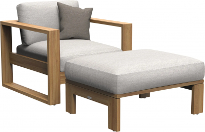 Пуф деревянный с подушкой JANUS et Cie Matisse Teak тик, акрил натуральный Фото 4