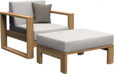 Пуф деревянный с подушкой JANUS et Cie Matisse Teak тик, акрил натуральный Фото 4