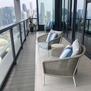 Столик плетеный кофейный JANUS et Cie Knot алюминий, роуп окаменелость Фото 9