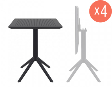 Комплект пластиковых складных столов Siesta Contract Sky Folding Table 60 Set 4 сталь, пластик черный Фото 1