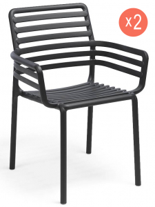 Комплект пластиковых кресел Nardi Doga Set 2 стеклопластик антрацит Фото 1