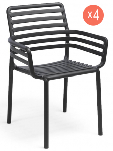 Комплект пластиковых кресел Nardi Doga Set 4 стеклопластик антрацит Фото 1