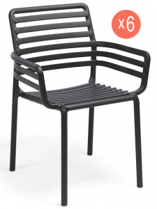 Комплект пластиковых кресел Nardi Doga Set 6 стеклопластик антрацит Фото 1