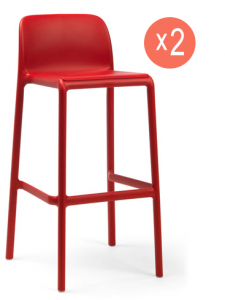 Комплект пластиковых барных стульев Nardi Faro Set 2 стеклопластик красный Фото 1