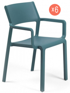 Комплект пластиковых кресел Nardi Trill Armchair Set 6 стеклопластик бирюзовый Фото 1